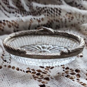 Vintage Hollywood Regency Style Braided Nickel Plated Soap Dish